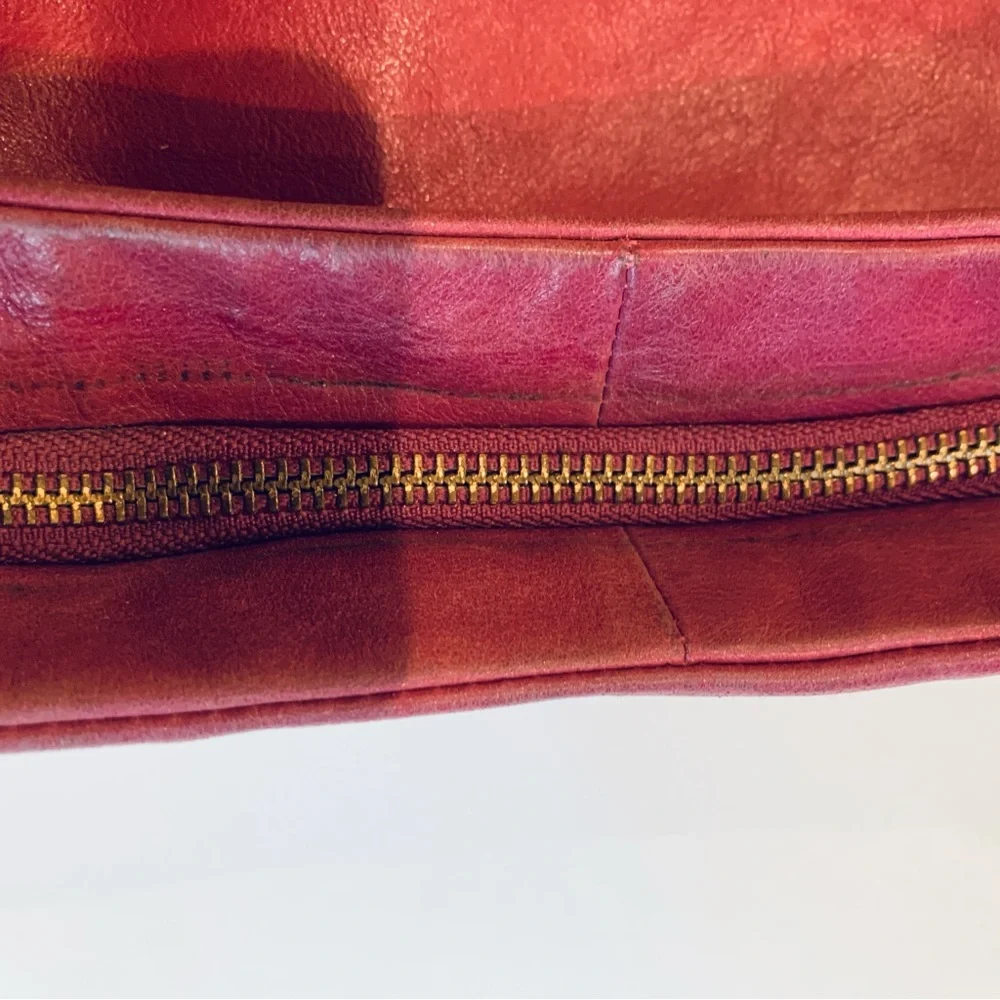 ELLIOTT LUCCA Magenta Leather Hobo Shoulder Bag Purse
